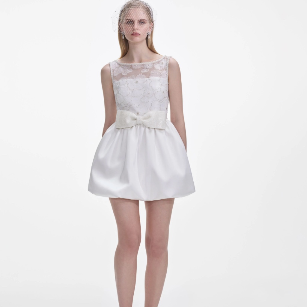 Self-Portrait White Tulle Mini Dress - Size Us12 - Msrp $585 - Nwt